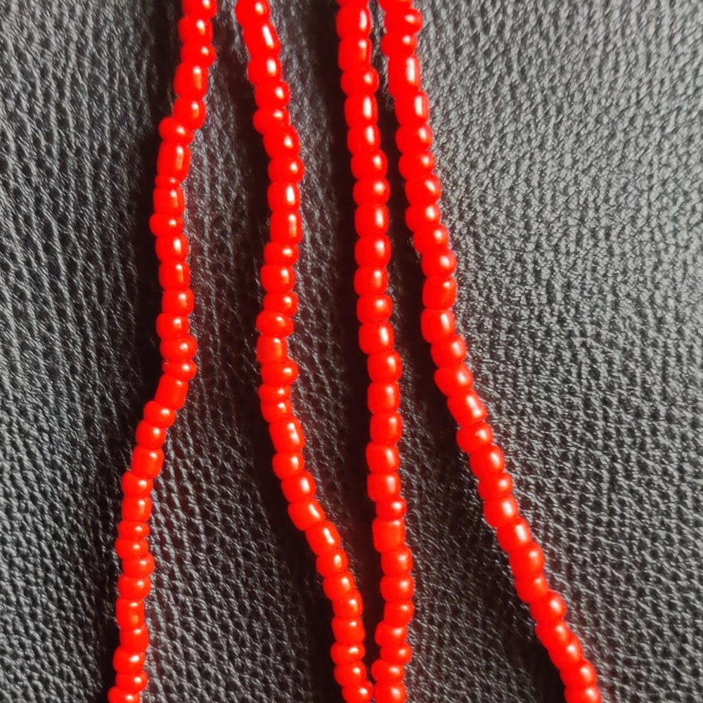 Red Long Beaded Dangle Earrings – Seed Bead